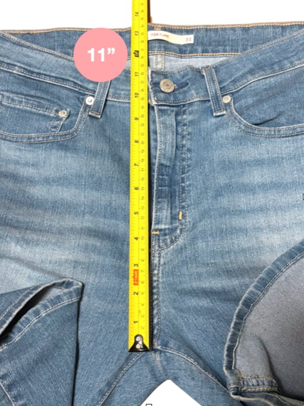 Levis womens jeans size 31 high rise flare blue medium wash stretch 726 - Picture 7 of 13